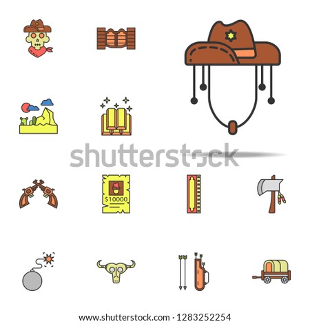 cowboy hat colored icon. Wild West icons universal set for web and mobile