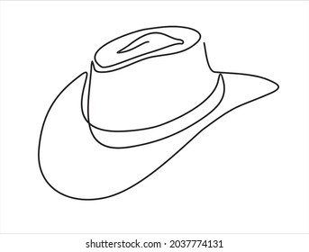 cowboy hat continuous one line drawing minimalism design isolated white background 