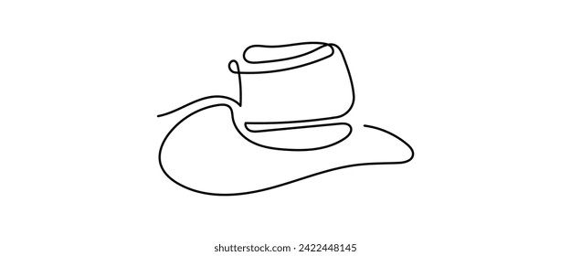 cowboy hat continuous one line drawing minimalism design isolated on white background.