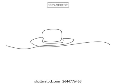 Cowboy hat continuous one line drawing vector illustration. Premium vector, Continuous cowboy hat one line drawing minimalism design