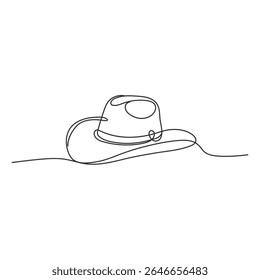 Cowboy hat continuous single line drawing vector illustration Sun Hat one Line Icon, Straw hat isolated on white background, Easter