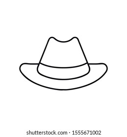 Cowboy hat or country stetson hat line art vector icon for apps and websites. Outline style logotype template. Vector abstract logo or emblem.