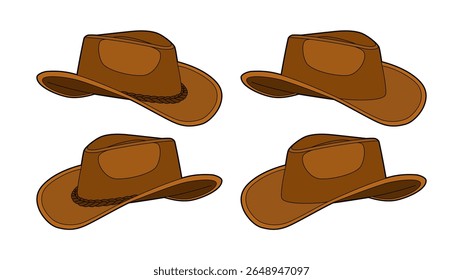 chapéu de cowboy ou chapéu de cowgirl ícone clássico vetor ilustração touro usa america oeste selvagem