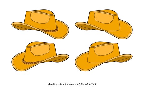 chapéu de cowboy ou chapéu de cowgirl ícone clássico vetor ilustração touro usa america oeste selvagem