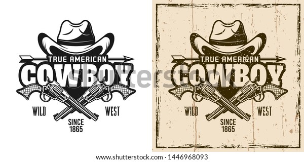 Cowboy Hat Crossed Pistols Vector Emblem Stock Vector (Royalty Free ...