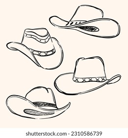 cowboy hat doodle with background cream