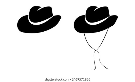 Sombrero vaquero emblema, negro aislados silueta