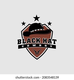 
cowboy hat emblem logo design