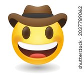 Cowboy Hat Emoji Icon Illustration Sign. Adventurer Vector Symbol Emoticon Design Vector Clip Art.