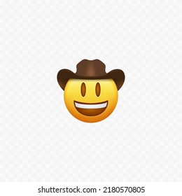 Cowboy Hat Emoji. Isolated. Horseman Cap. Vector