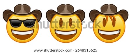 Cowboy hat face Set of three emoji