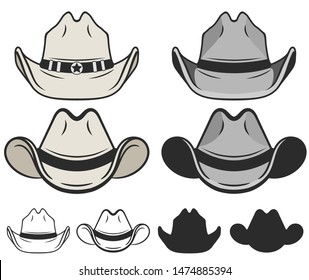 Cowboy hat flat color and line. Old cowboy hat. Vector