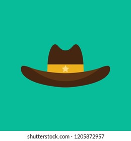 Icono de sombrero blanco aislado en fondo verde. Simple Cowboy elemento Vector ilustración para diseño web y móvil.