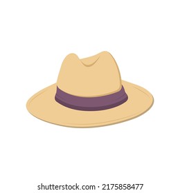 Cowboy Hat Flat Illustration. Clean Icon Design Element on Isolated White Background
