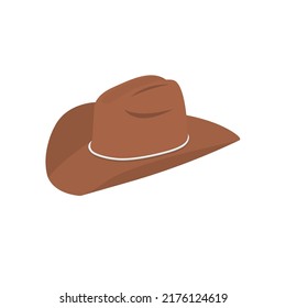 Cowboy Hat Flat Illustration. Clean Icon Design Element on Isolated White Background