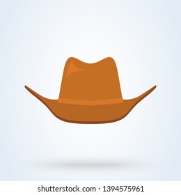 Cowboy hat flat style. icon isolated on white background. Vector illustration 