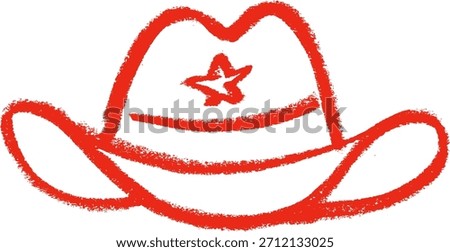 Cowboy Hat Front Icon Crayon Chalk Wax Drawing Vector