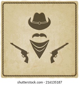 cowboy hat and gun old background - vector illustration. eps 10