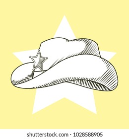 Cowboy hat hand drawn