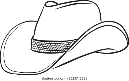 Sombrero de vaquero dibujado a mano icono. Conjunto de sombreros occidentales tradicionales estadounidenses aislados sobre fondo transparente. Ilustración vectorial