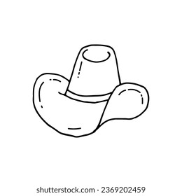 Cowboy hat. A hat for hot sunny days. Wild West. Doodle.Vector illustration. Hand drawn. Outline.