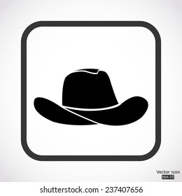 cowboy hat icon - black vector illustration