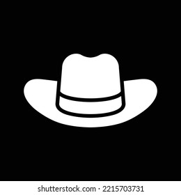 cowboy hat icon, black and white, vector illustration 