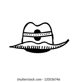 cowboy hat icon cartoon doodle  with white background