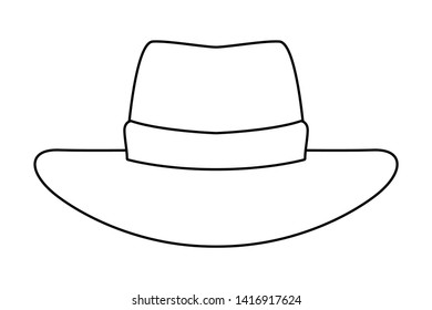 cowboy hat icon cartoon isolated in black and white vector illustration graphic design