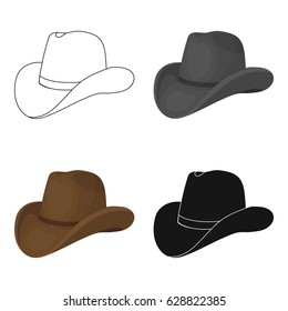 Cowboy hat icon in cartoon style isolated on white background. Rodeo symbol stock vector illustration.