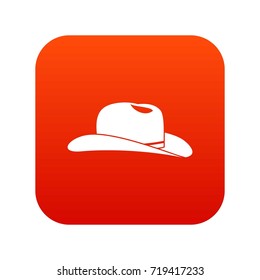 Cowboy hat icon digital red for any design isolated on white vector illustration