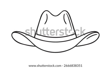 cowboy hat icon doodle hand drawn. Outline cowboy hat line drawing clipart symbol. Vector illustration