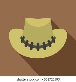 Cowboy hat icon. Flat illustration of cowboy hat vector icon for web