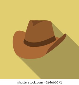 Cowboy hat icon flate. Singe western icon from the wild west flate.