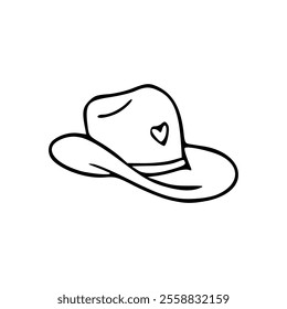 Cowboy hat icon illustration coloring page