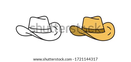 Cowboy hat icon. Linear vector icon in a flat style.