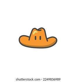 Cowboy Hat Icon. Cowboy Logo. Vector Illustration. Isolated on White Background. Editable Stroke