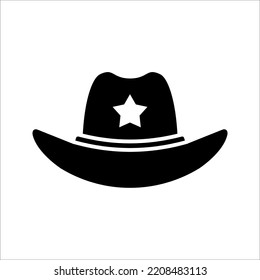 cowboy hat icon, retro western fashion cowboy hat, vector illustration on white background.