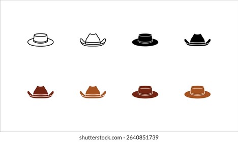 cowboy hat icon set. cowboy hat isolated on white background. Vector illustration. cowboy hat illustration. hand drawn cowboy hat.