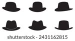 Cowboy hat icon set man . black vector old collection design.