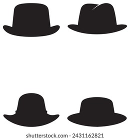 Cowboy hat icon set man . black vector old collection design.