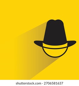 cowboy hat icon with shadow on yellow background