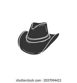 Cowboy Hat Icon Silhouette Illustration. American Western Cap Vector Graphic Pictogram Symbol Clip Art. Doodle Sketch Black Sign.