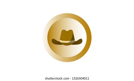 Cowboy hat icon symbol in flat style design, can use for design element, logo, decoration - vector illustration