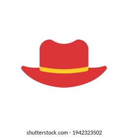 Cowboy hat icon. Two variants, flat color and line icon. Simple cartoon hat illustration.