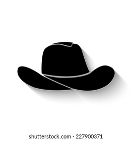 cowboy hat icon - vector illustration with shadow