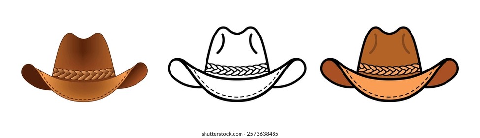 Cowboy Hat Icon Vector Illustration – Bailey Hat Design, Emblem on White Background