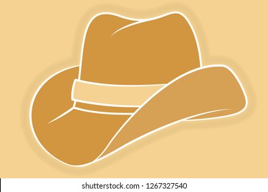 Cowboy Hat Icon. Vector Isolated Object. Side View. Symbol of Wild West