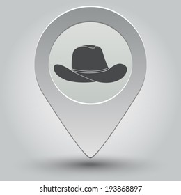 cowboy hat icon - vector map pointer with shadow on light background