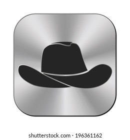 cowboy hat icon - vector metal button